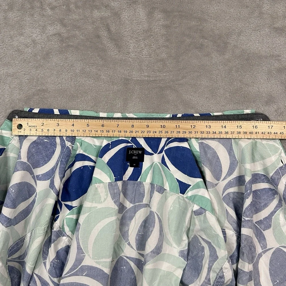 J.Crew Men's M Short Sleeve Shirt Blue Green Geometric Resort Cotton Button Up